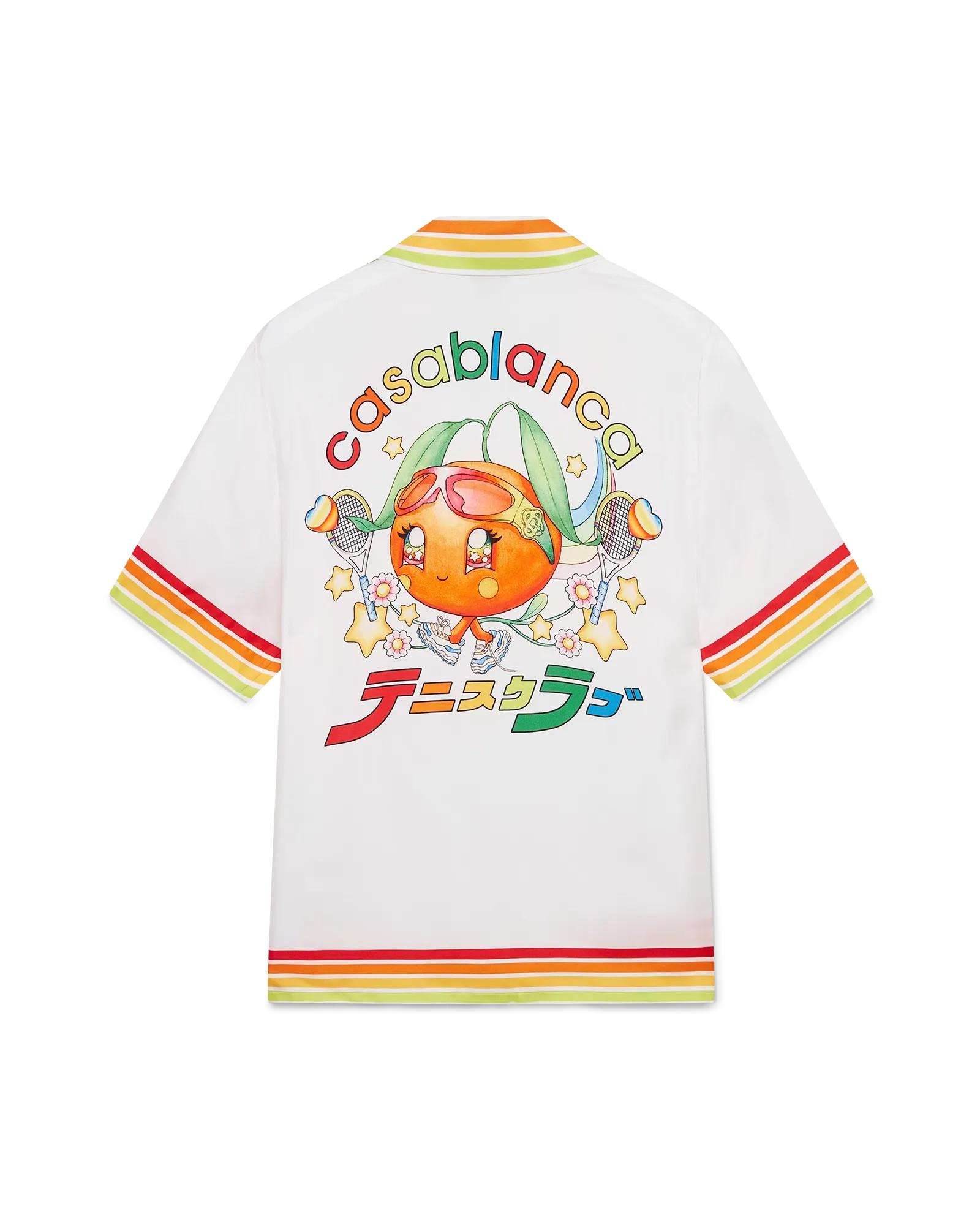 Orange Mascot Short Sleeve Silk Twill Shirt by CASABLANCA