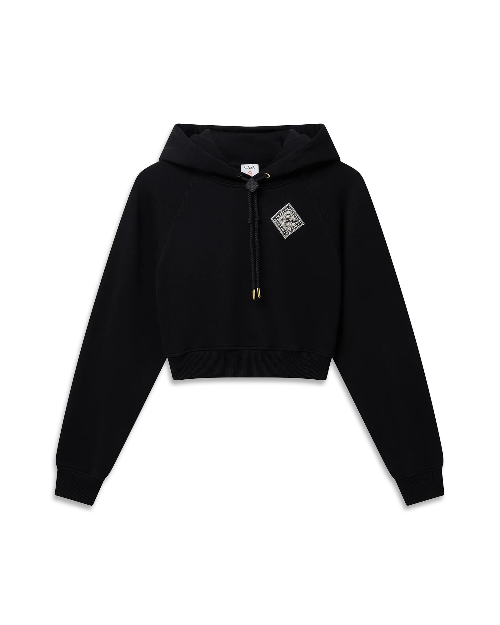 Pearl Diamond Cropped Hooded Sweatshirt by CASABLANCA