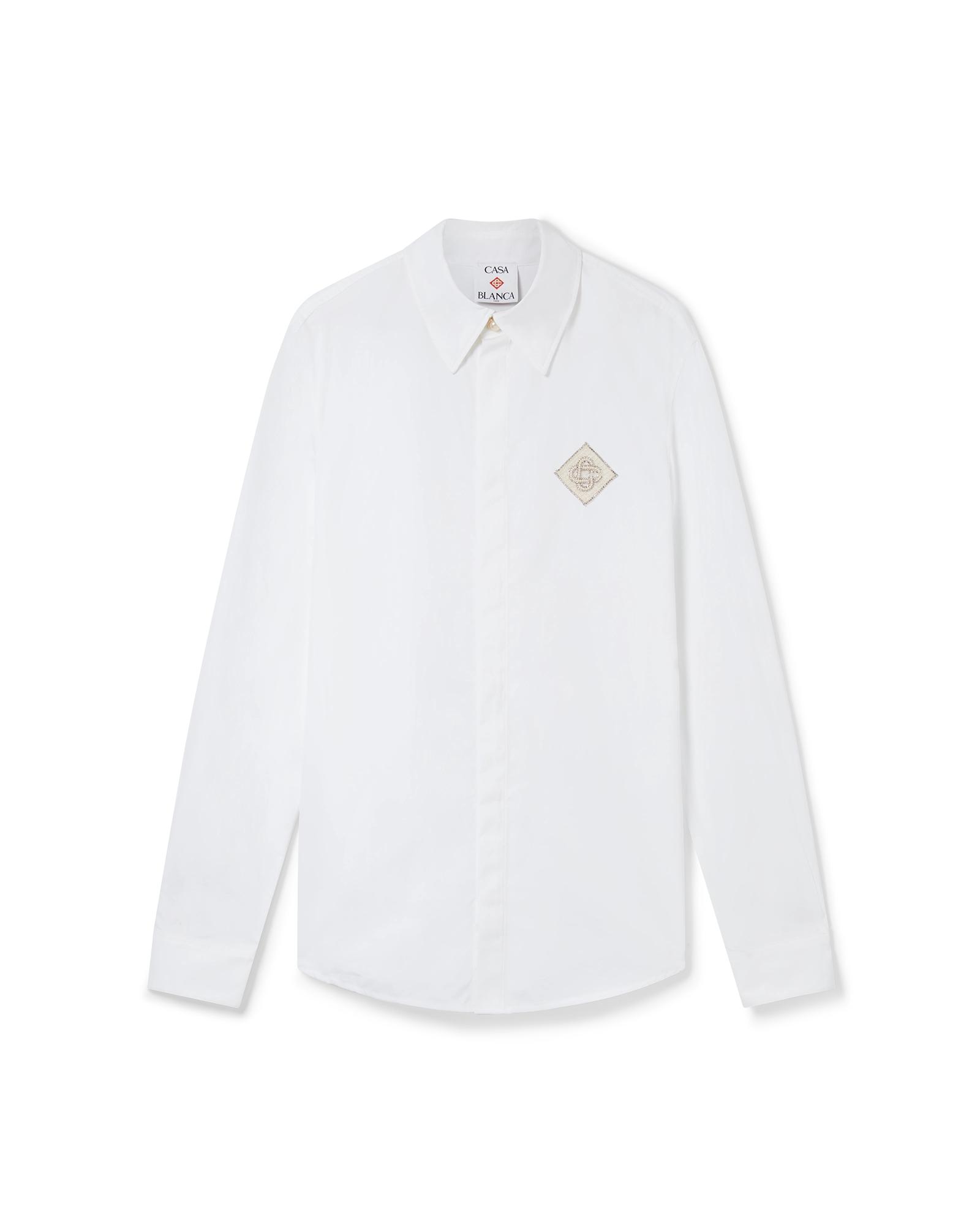 Pearl Diamond Patch Long Sleeve Cotton Shirt by CASABLANCA