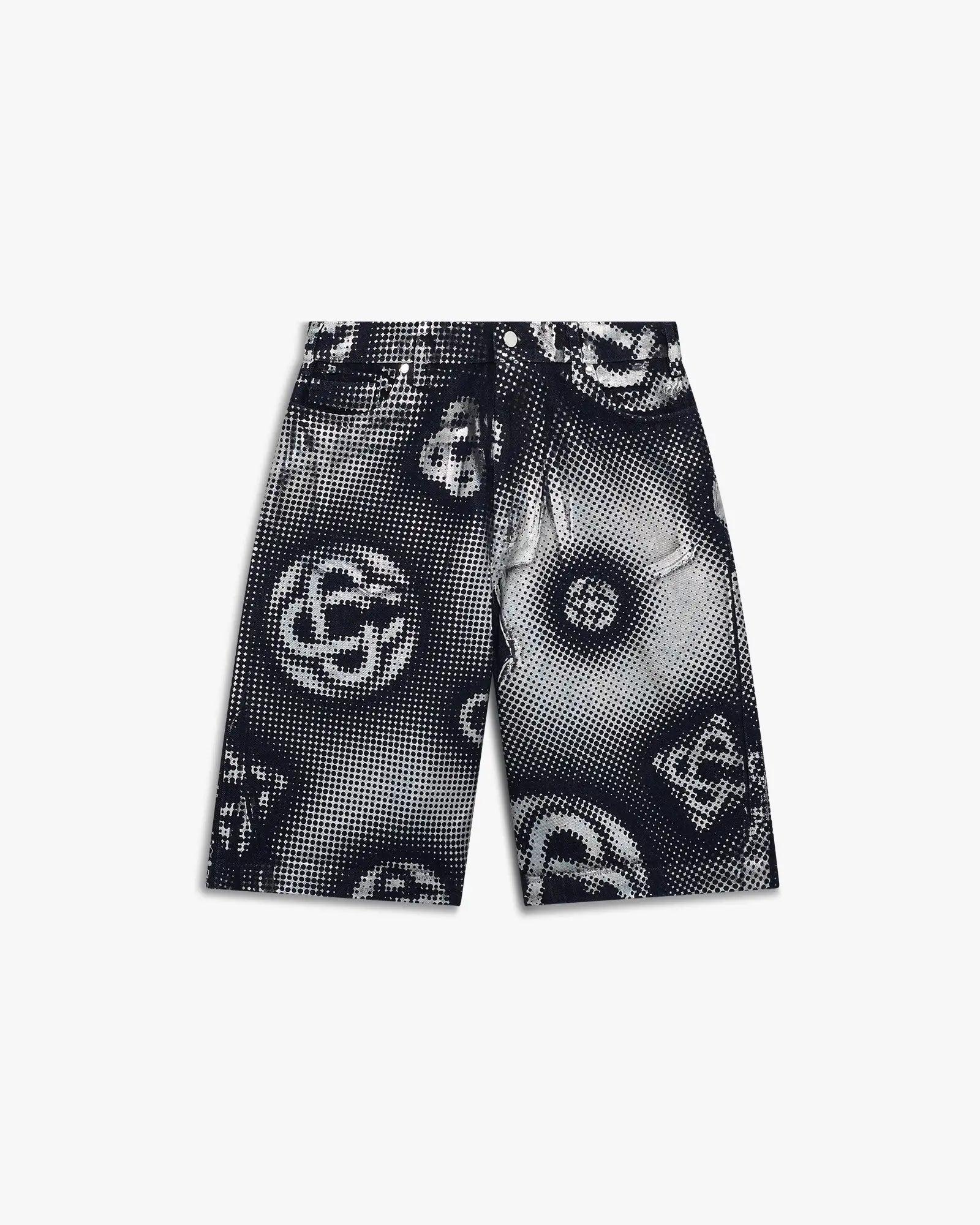 Pearlescent Monogram Denim Shorts by CASABLANCA