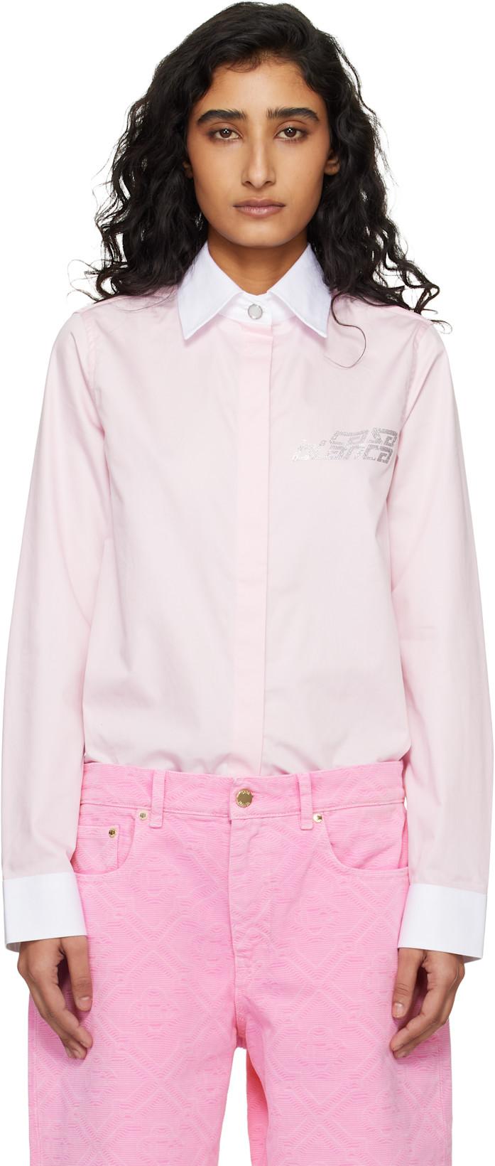 Pink Crystal Logo Shirt by CASABLANCA