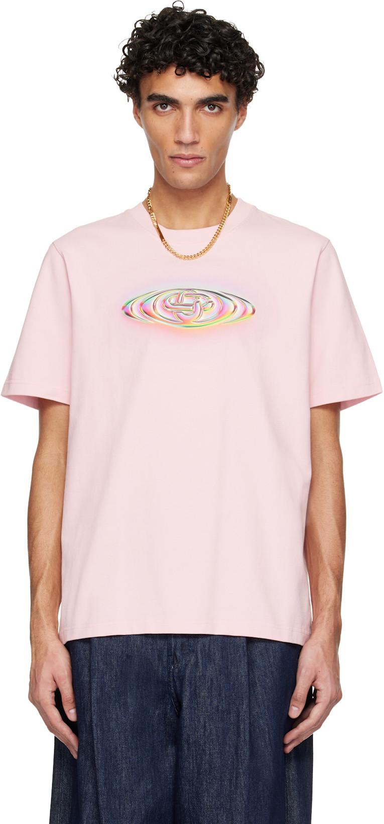 Pink Glass Logo Classic T-shirt by CASABLANCA