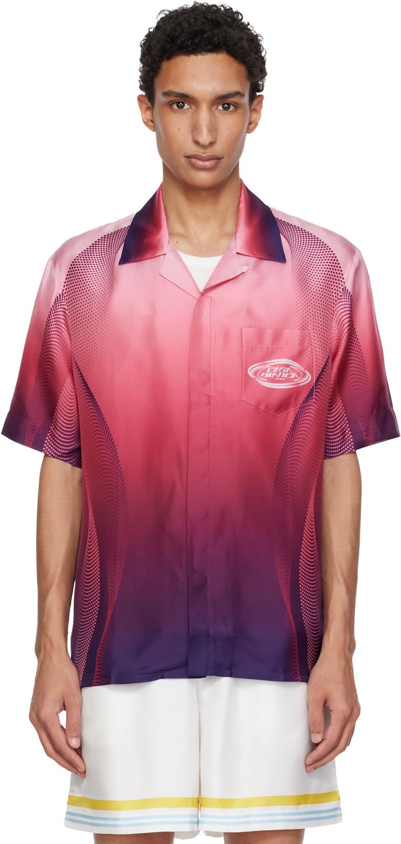 Pink Gradient Short Sleeve Silk Shirt by CASABLANCA