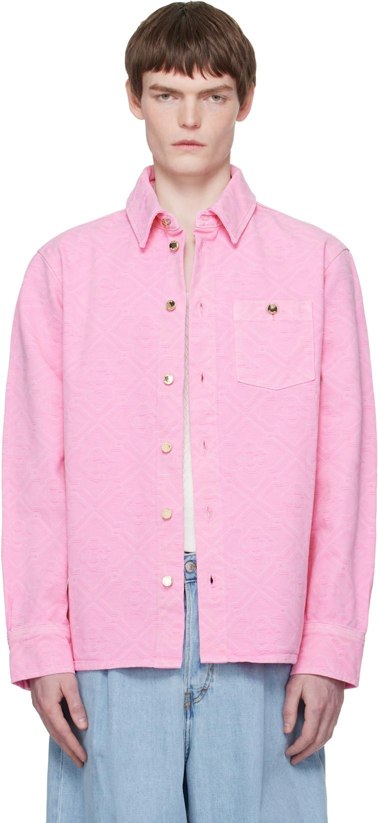 Pink Laser Monogram Denim Shirt by CASABLANCA