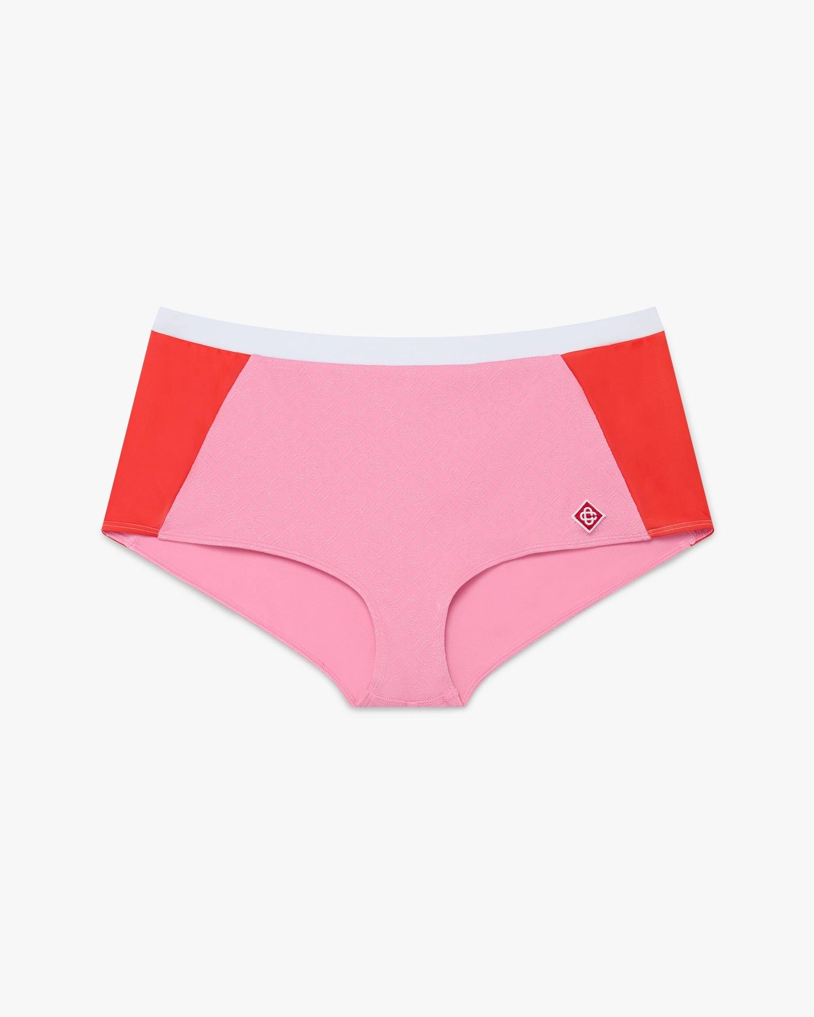 Pink Monogram Bikini Shorts by CASABLANCA