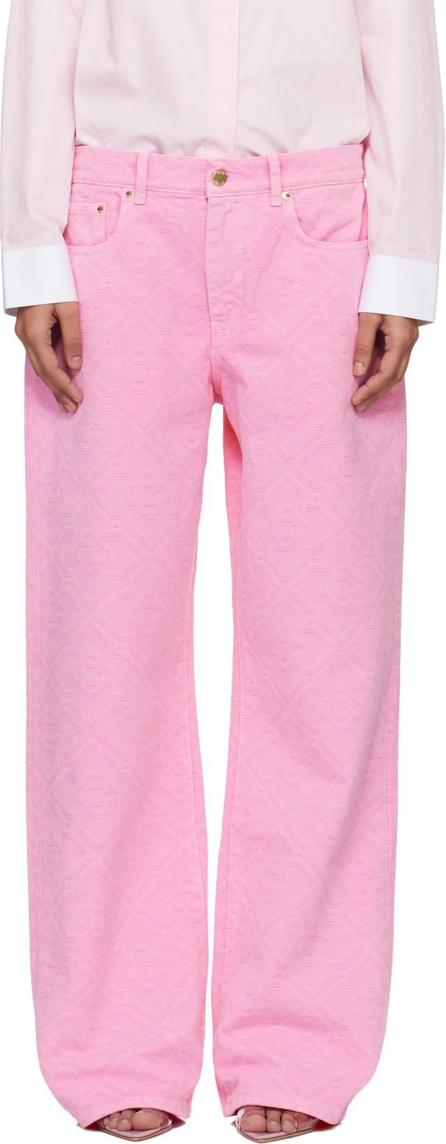 Pink Monogram Jeans by CASABLANCA