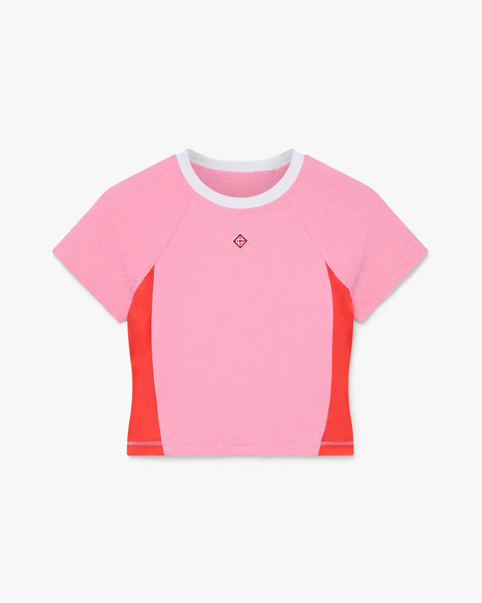 Pink Monogram Short Sleeve Rash Top by CASABLANCA