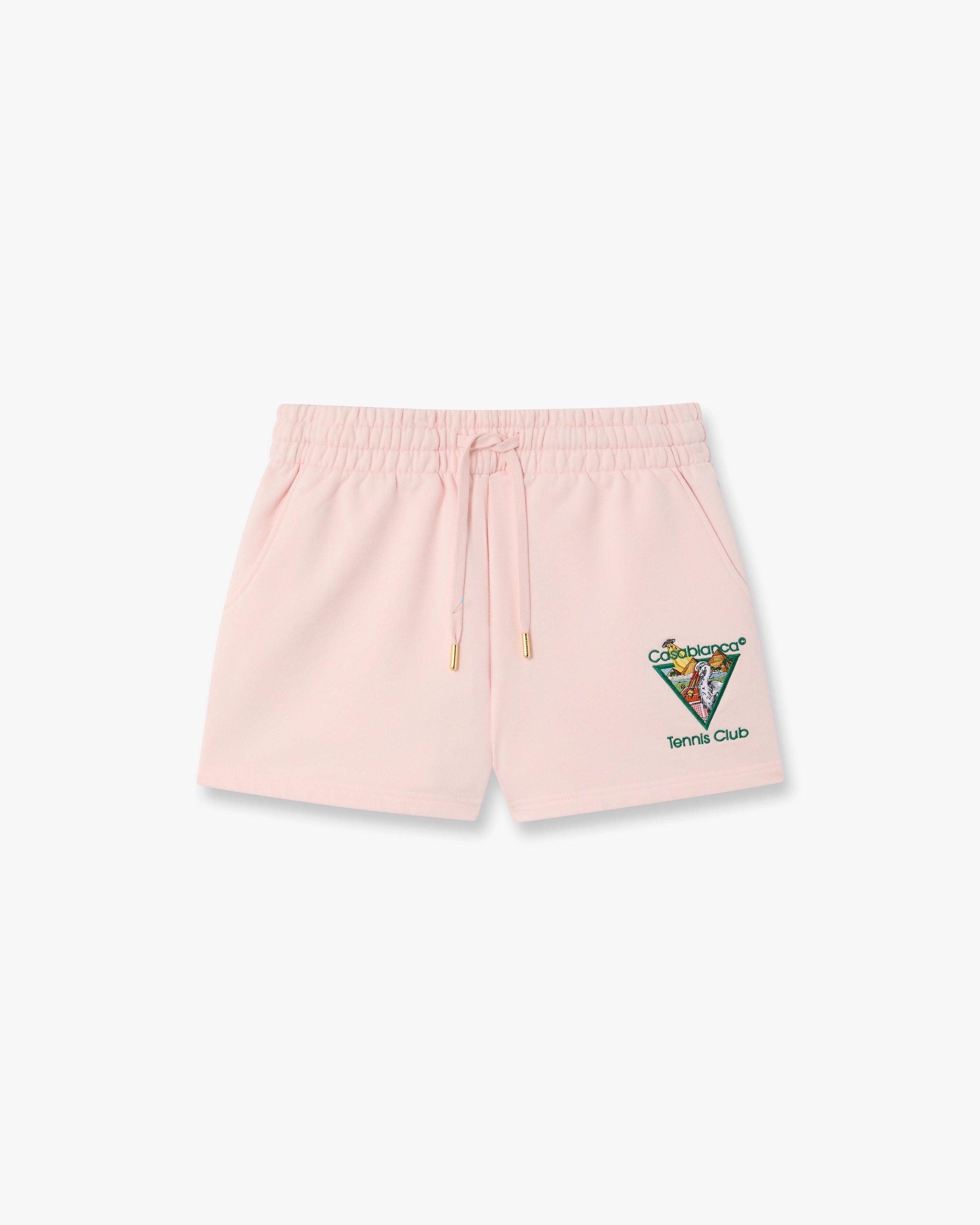 Pink Tennis Club Icon Pyramid Abduction Embroidered Sweatshorts by CASABLANCA