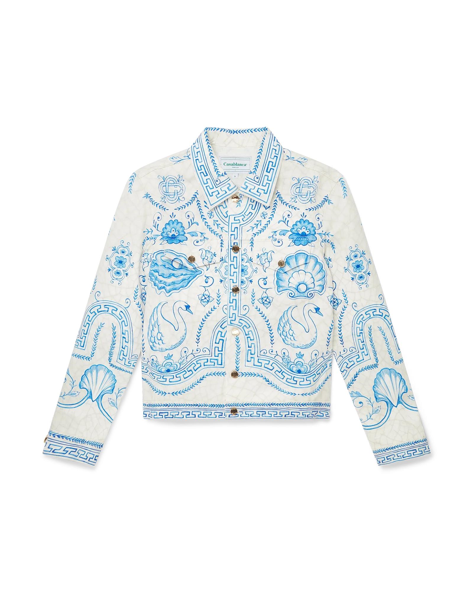 Plat A Dessert Blanc Classic Denim Jacket by CASABLANCA