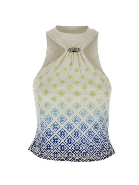 Printed Draped monogram draped top by CASABLANCA