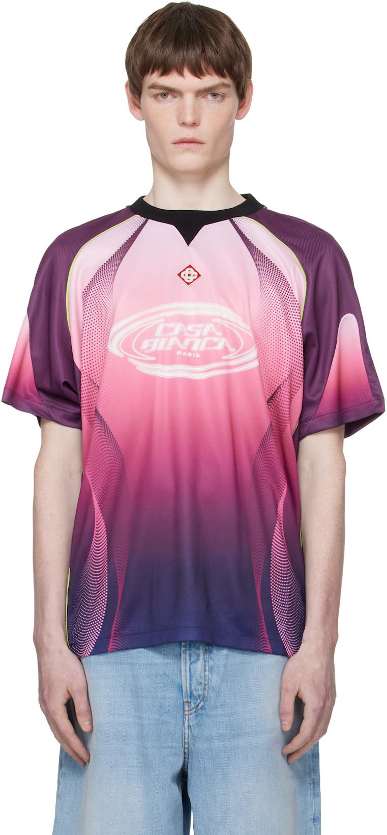 Purple Gradient Short Sleeve Football Jersey by CASABLANCA