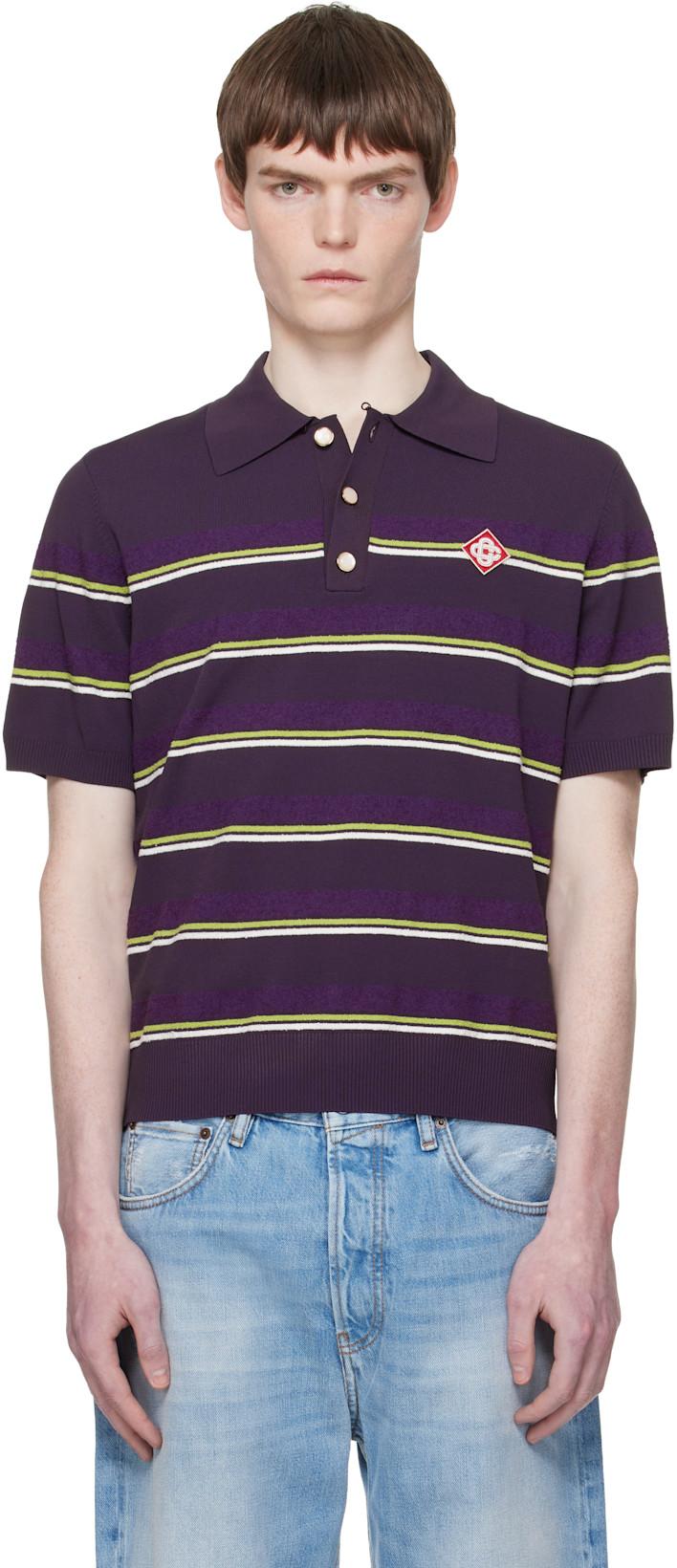 Purple Stripe Polo by CASABLANCA