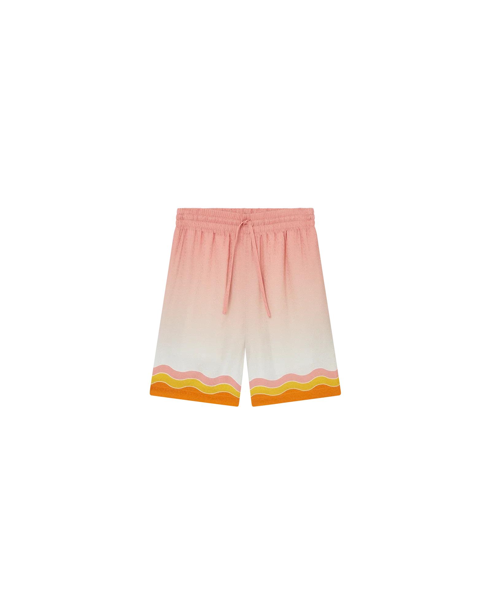 Rainbow Monogram Silk Shorts by CASABLANCA