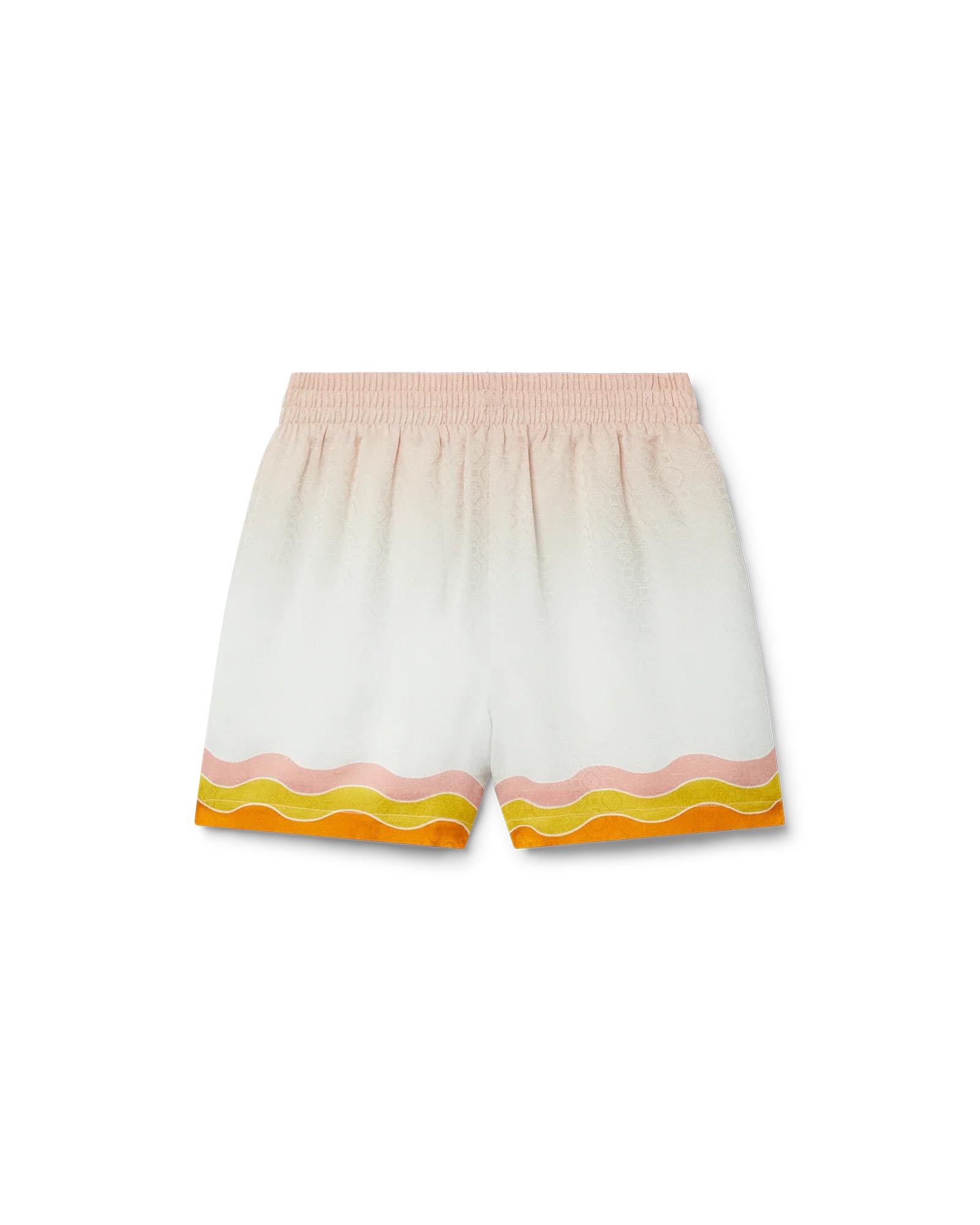 Rainbow Monogram Silk Shorts by CASABLANCA