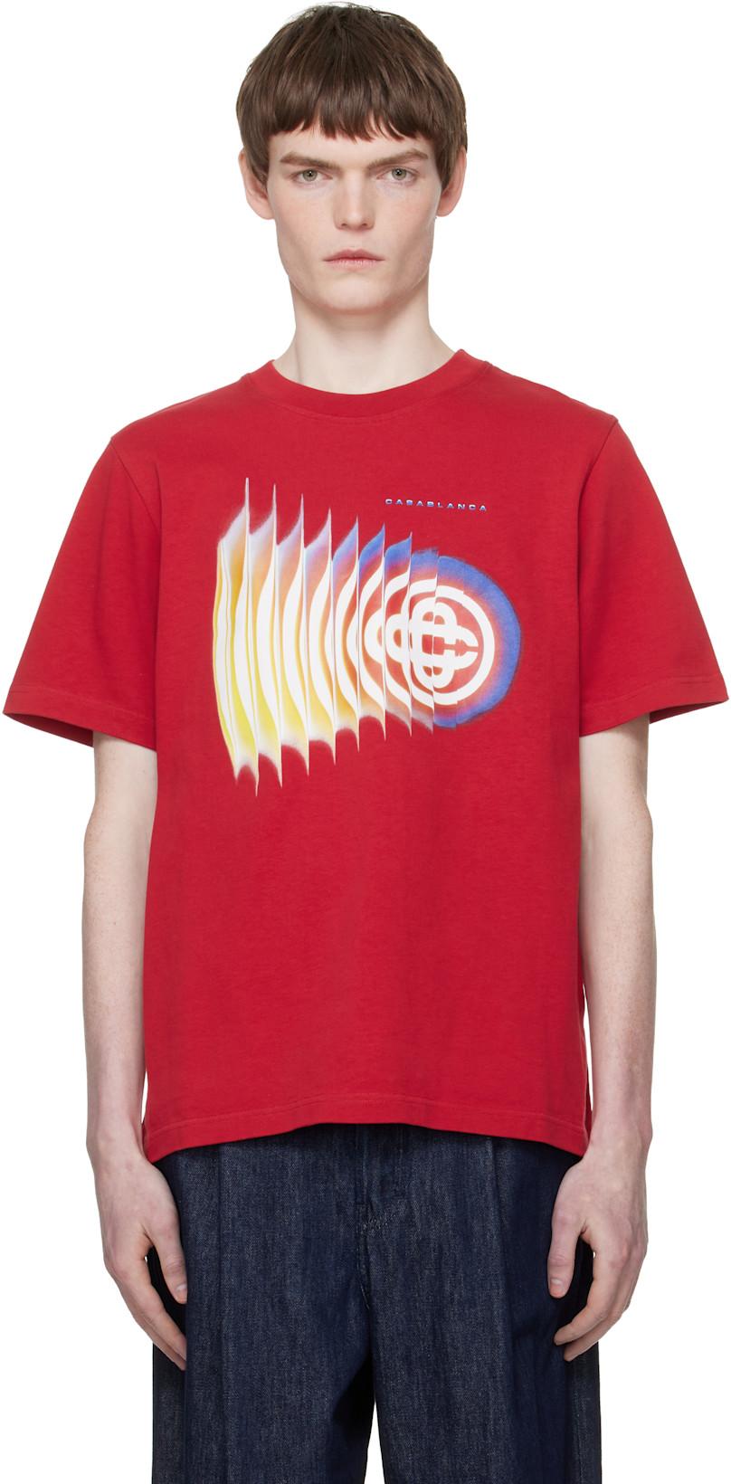 Red Shockwave Short Sleeve T‑shirt by CASABLANCA