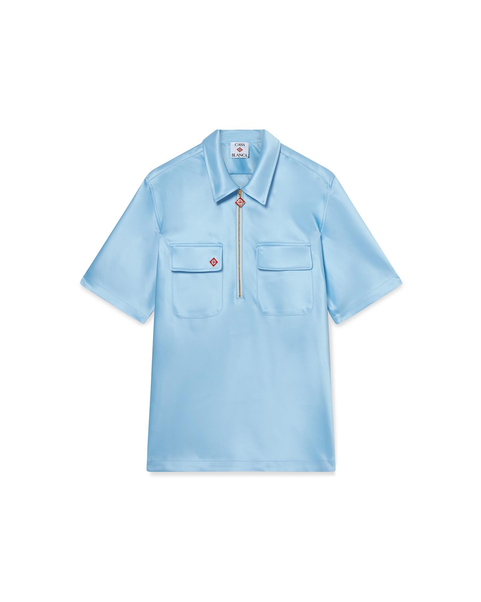 Satin Quarter Short Sleeve Zip Shirt by CASABLANCA