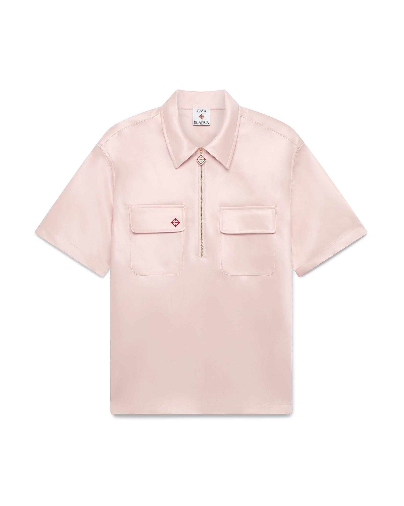 Satin Quarter Short Sleeve Zip Shirt by CASABLANCA