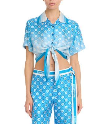 Silk Cropped Knotted Shirt by CASABLANCA