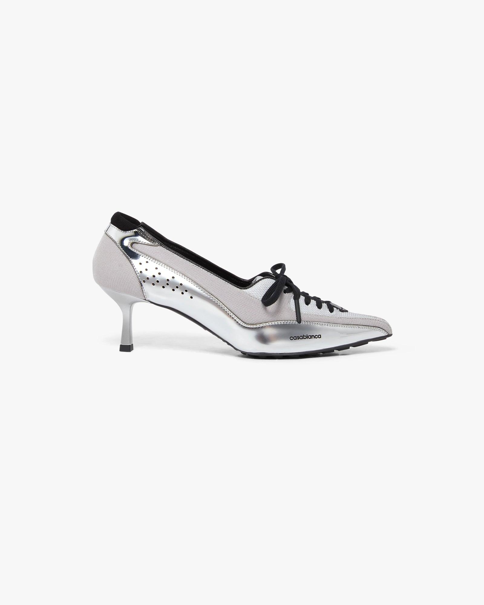 Silver Leather Heeled Sneaker Pumps by CASABLANCA