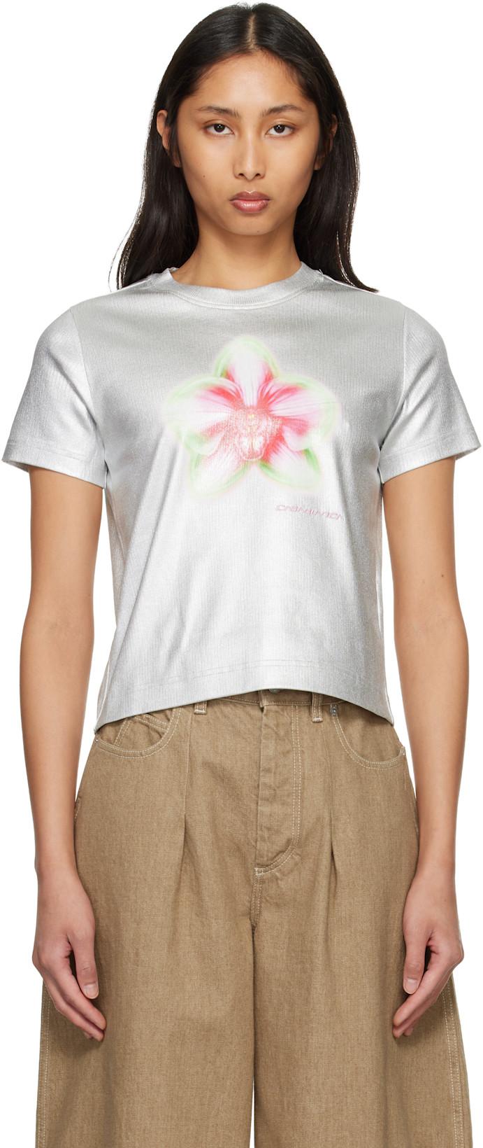 Silver Ribbed T-shirt by CASABLANCA