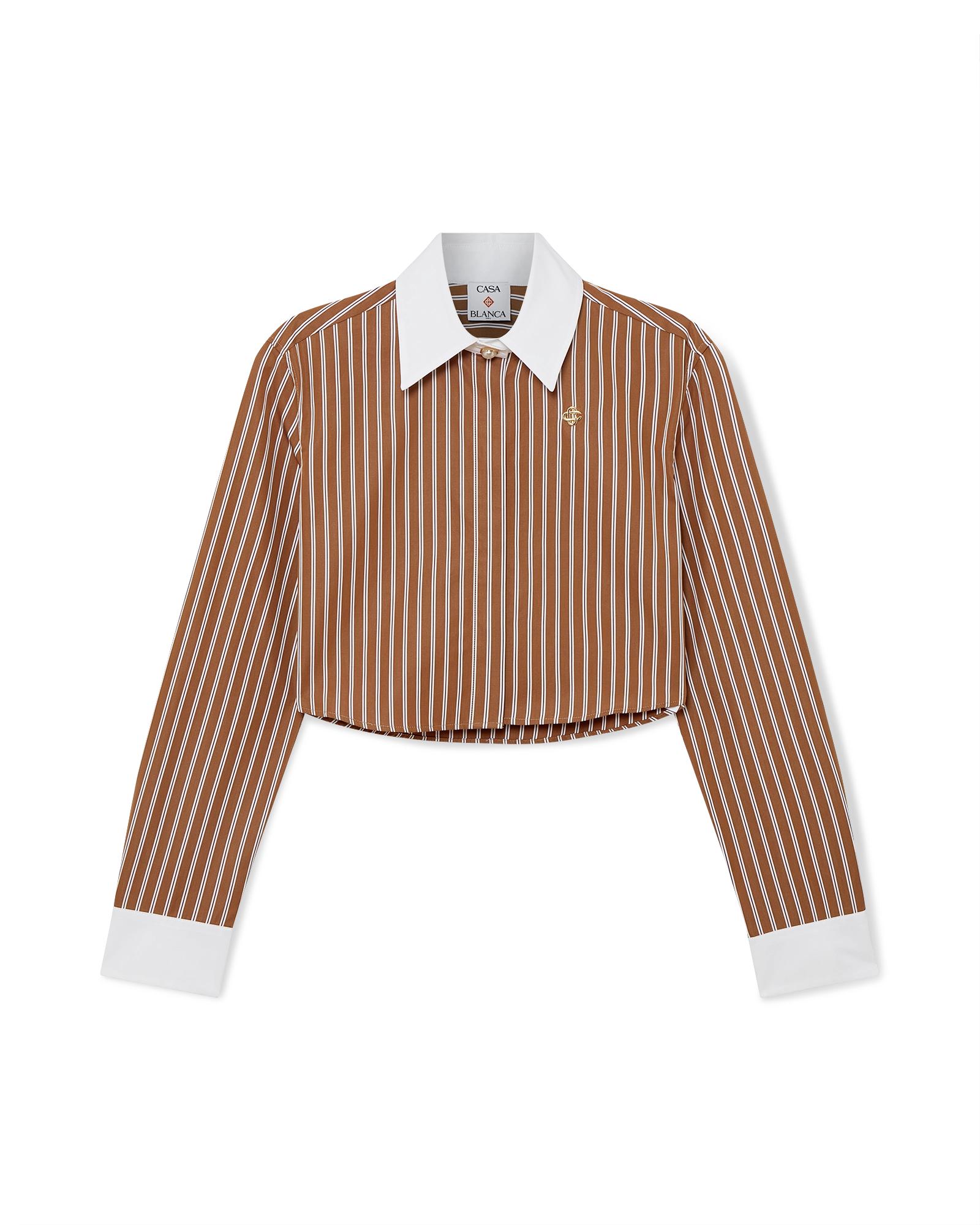 Stripe Cropped Long Sleeve Shirt by CASABLANCA