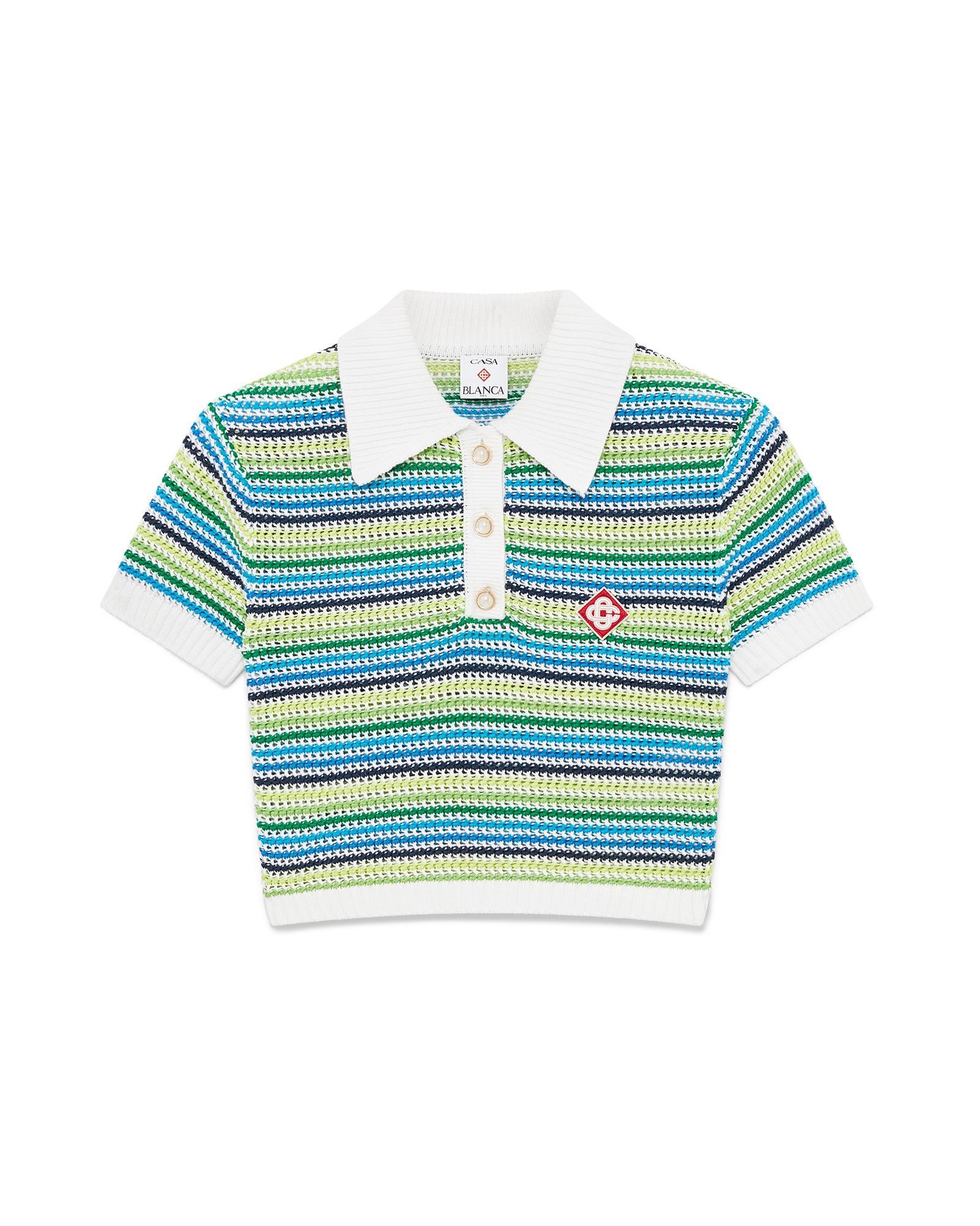 Stripe Short Sleeve Polo Shirt by CASABLANCA