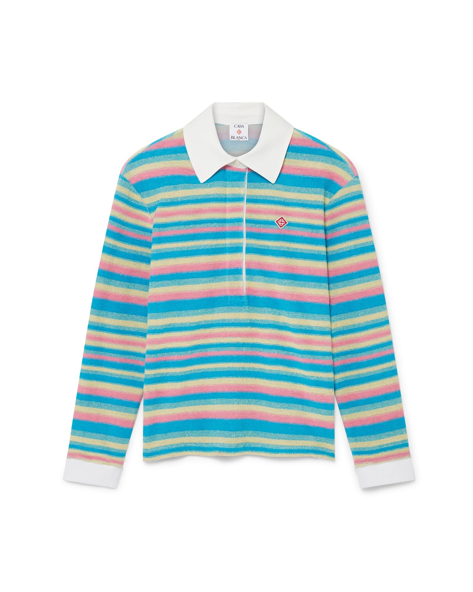 Stripe Towelling Polo Shirt by CASABLANCA