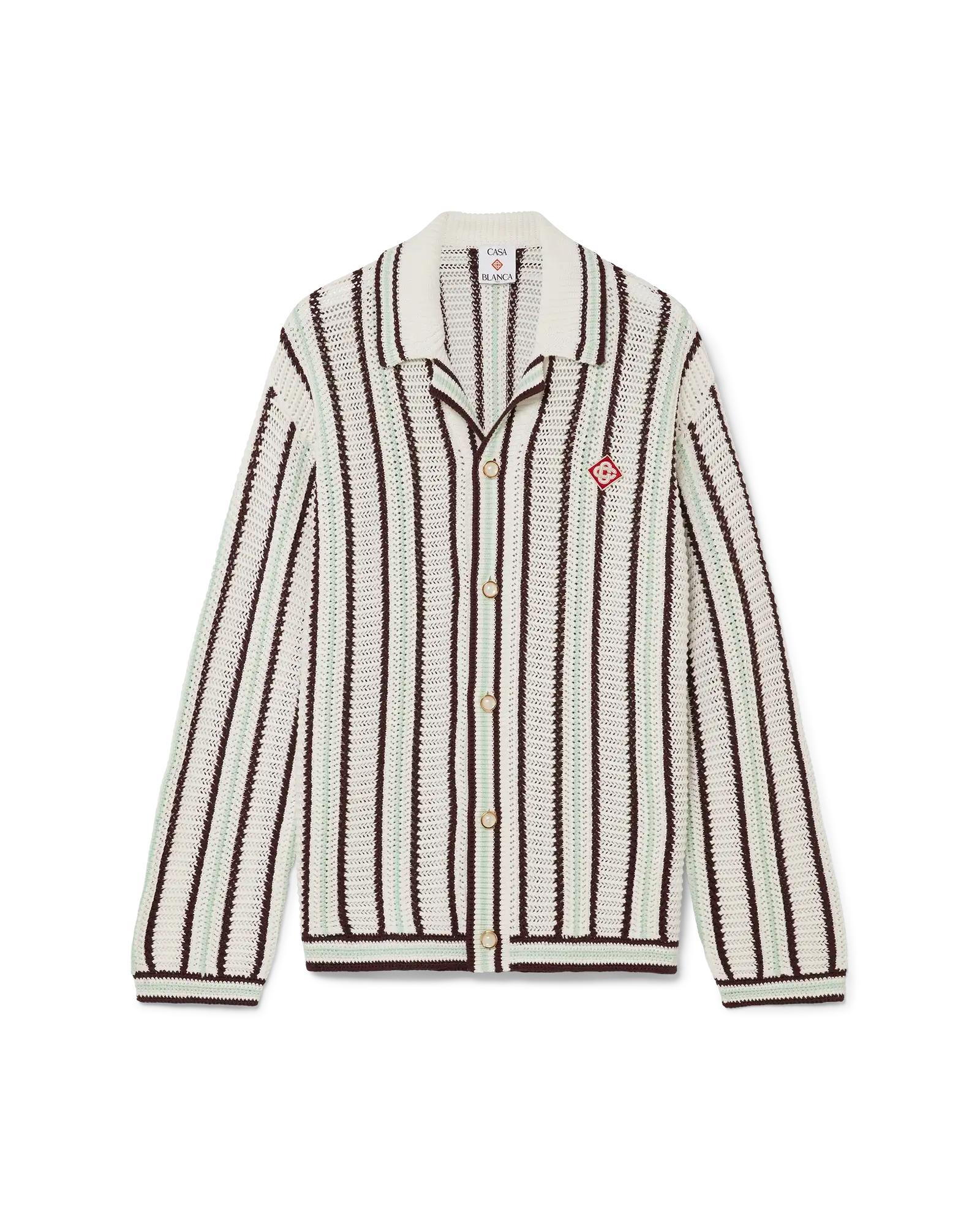 Striped Cotton Crochet Shirt by CASABLANCA