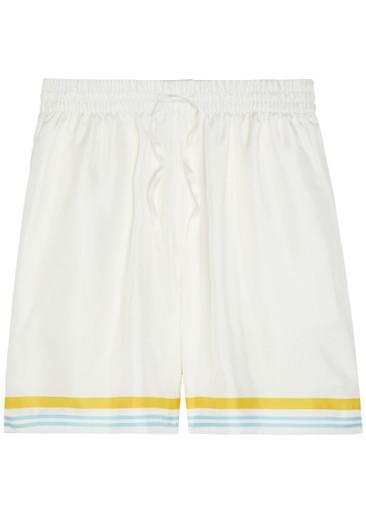 Striped-trim silk-twill shorts by CASABLANCA