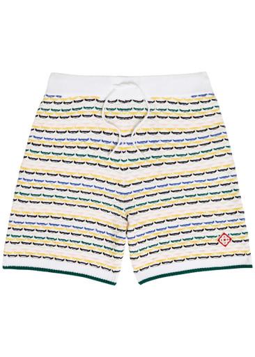 Striped tuck-stitch cotton-knit shorts by CASABLANCA
