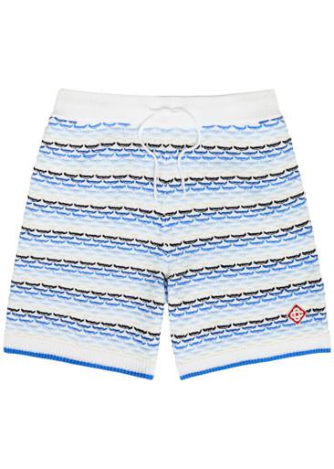 Striped tuck-stitch cotton-knit shorts by CASABLANCA