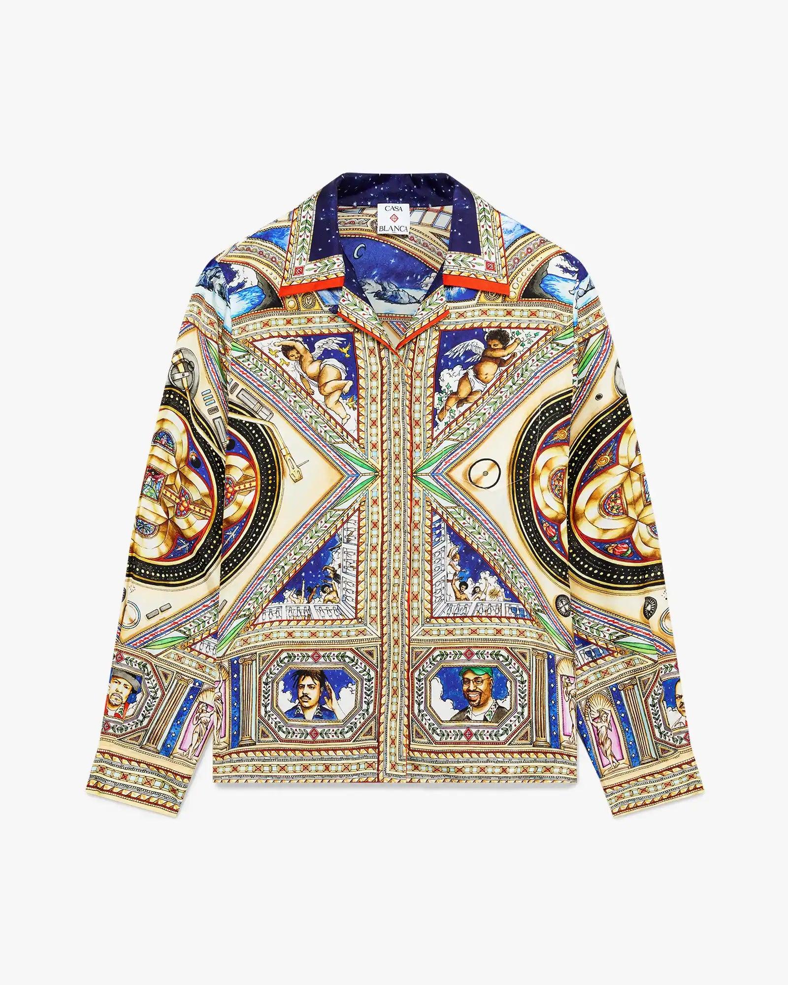 Take Me To Church Cuban Collar Long Sleeve Silk Shirt by CASABLANCA