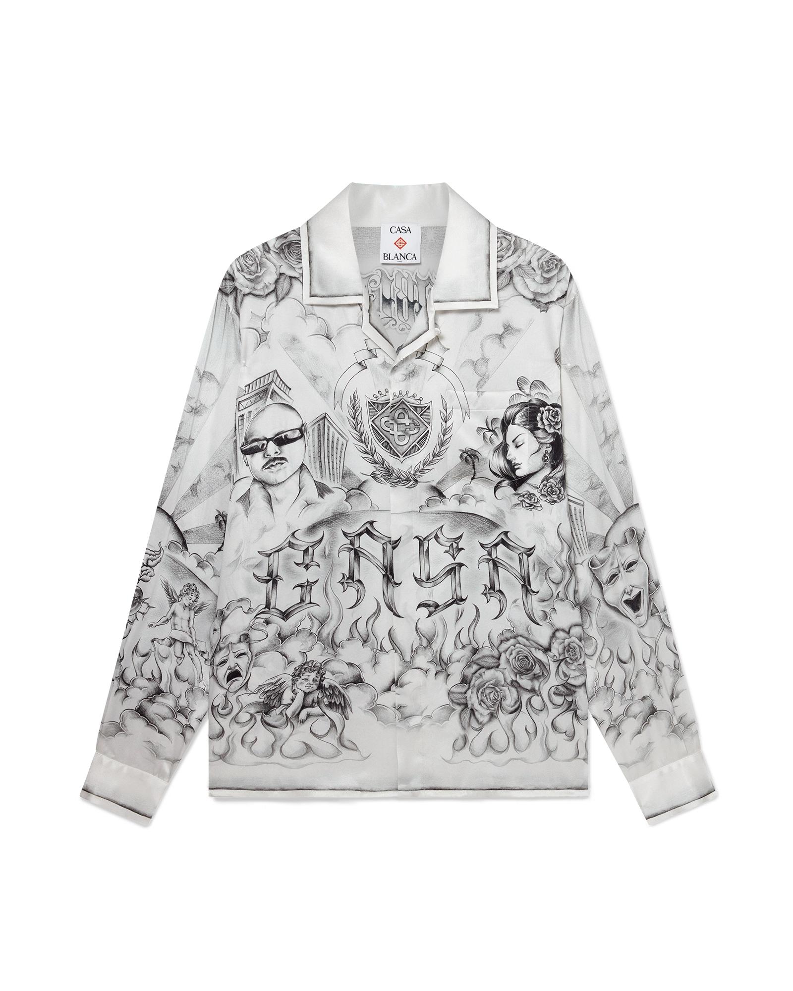 Tattoo Long Sleeve Silk Shirt by CASABLANCA