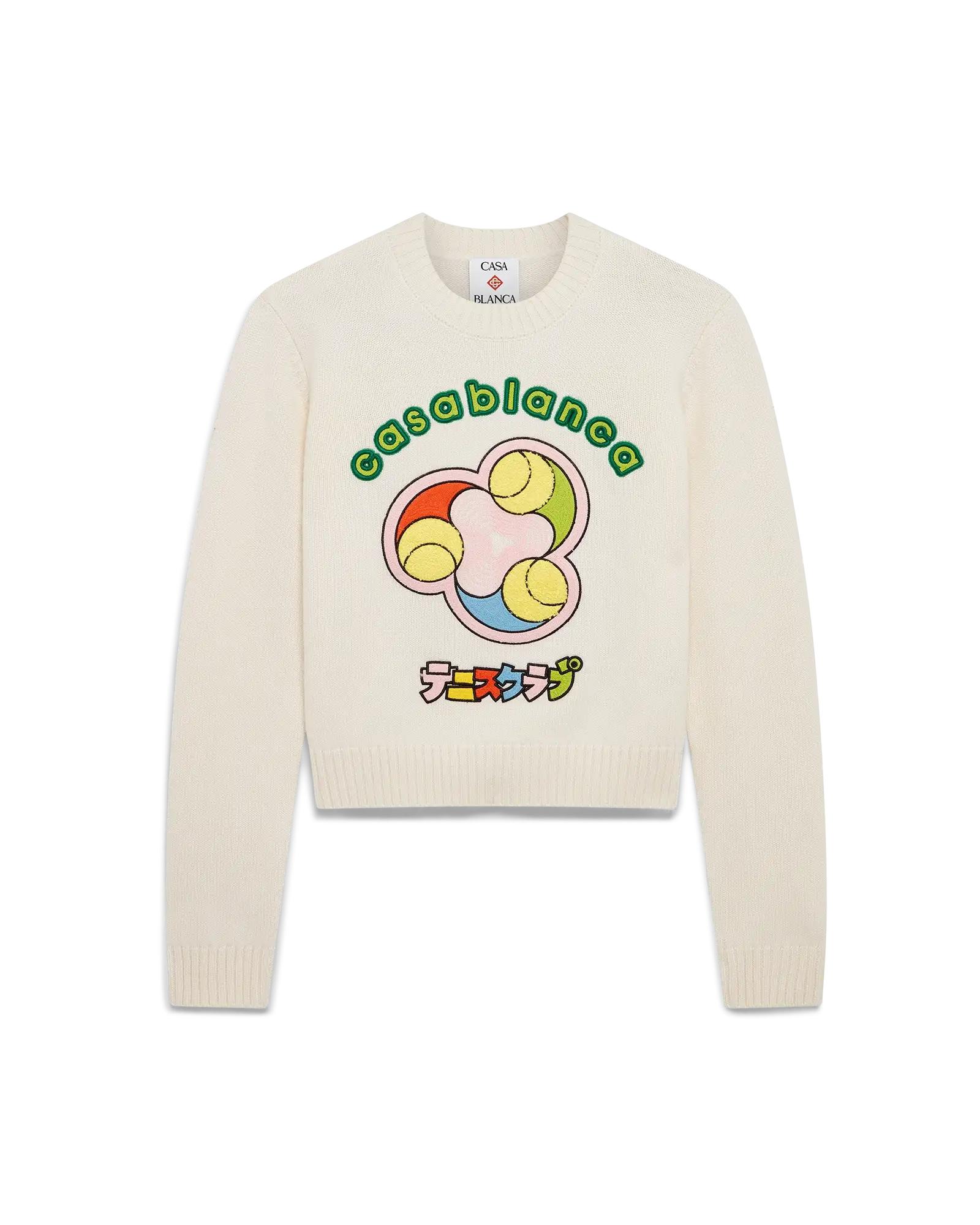 Tennis Ball Merino Knit Crew Neck by CASABLANCA