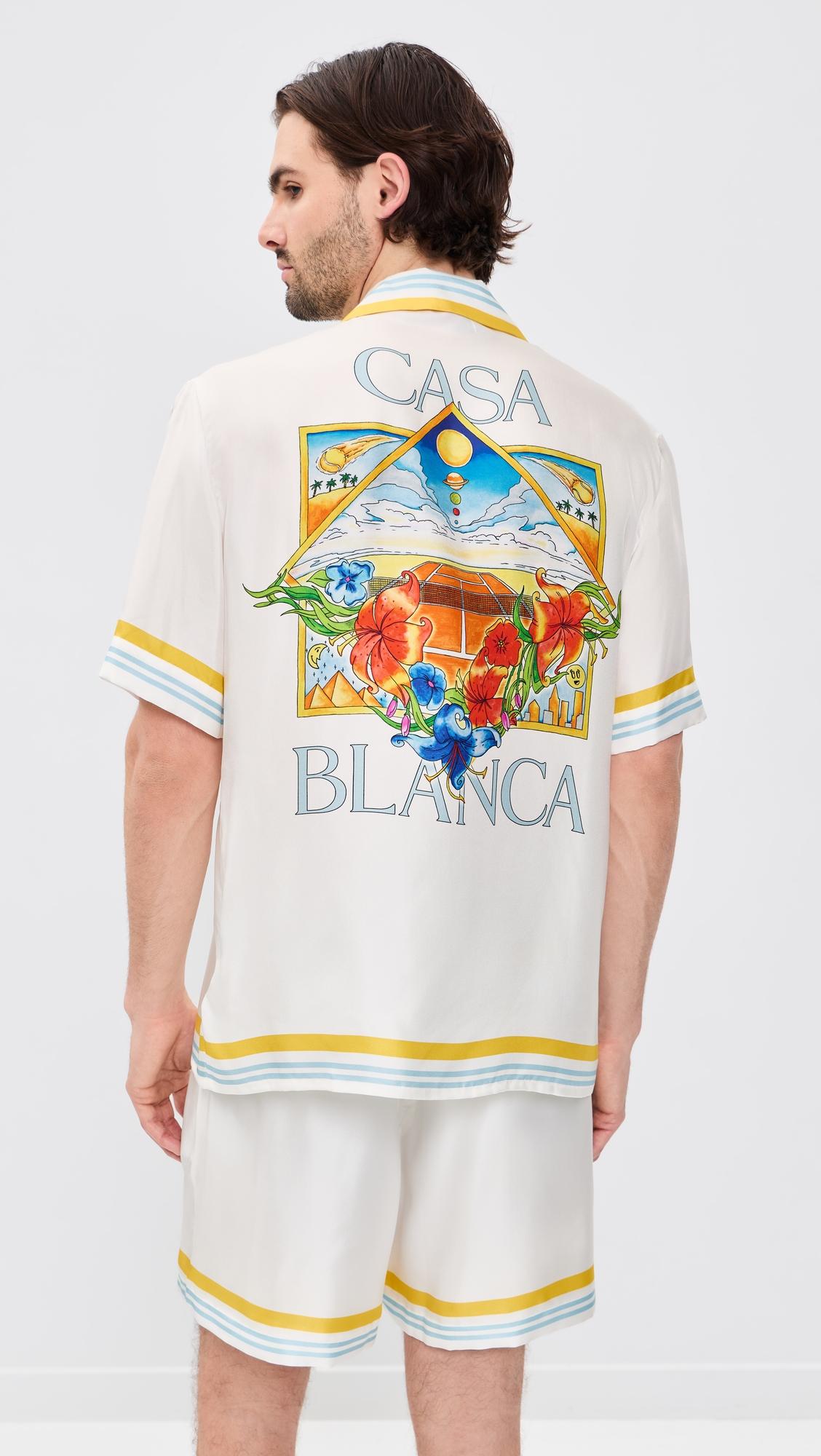 Tennis Landscape Cuban Collar Short Sleeve Shirt by CASABLANCA