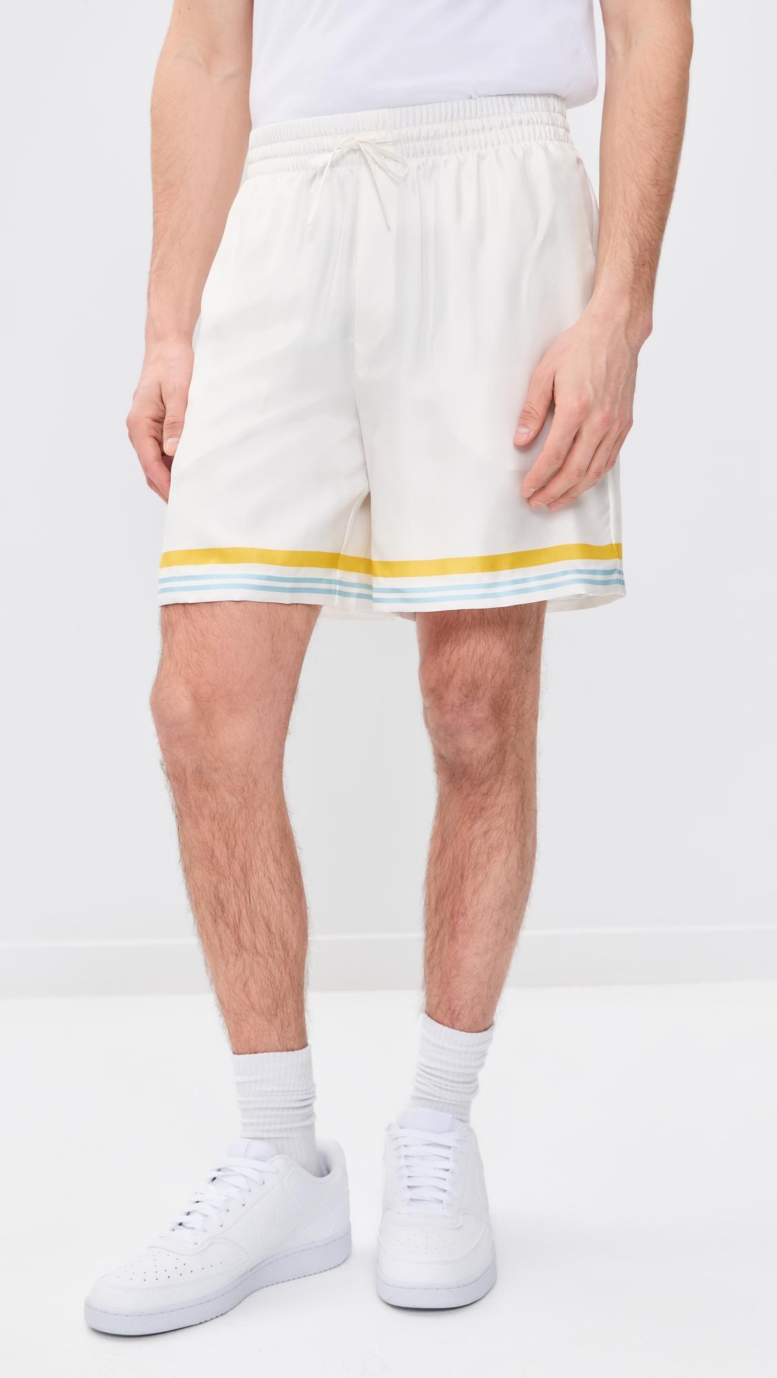 Tennis Landscape Silk Shorts 7" by CASABLANCA