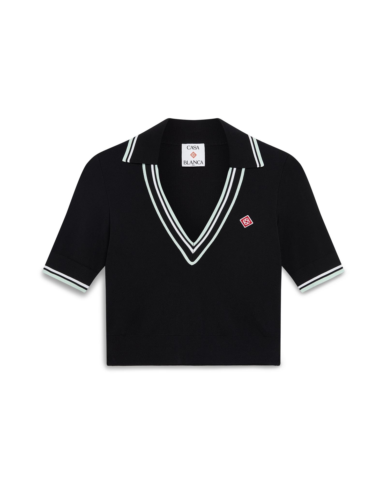 Viscose V-Neck Polo Shirt by CASABLANCA