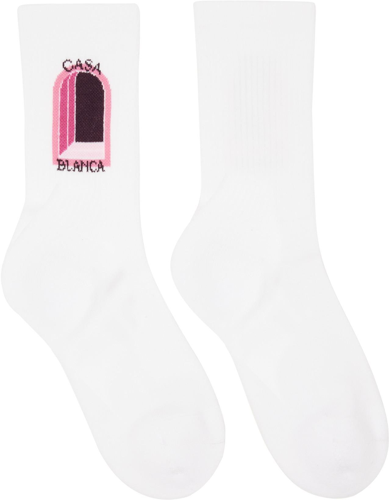 White Aubergine Arch Socks by CASABLANCA