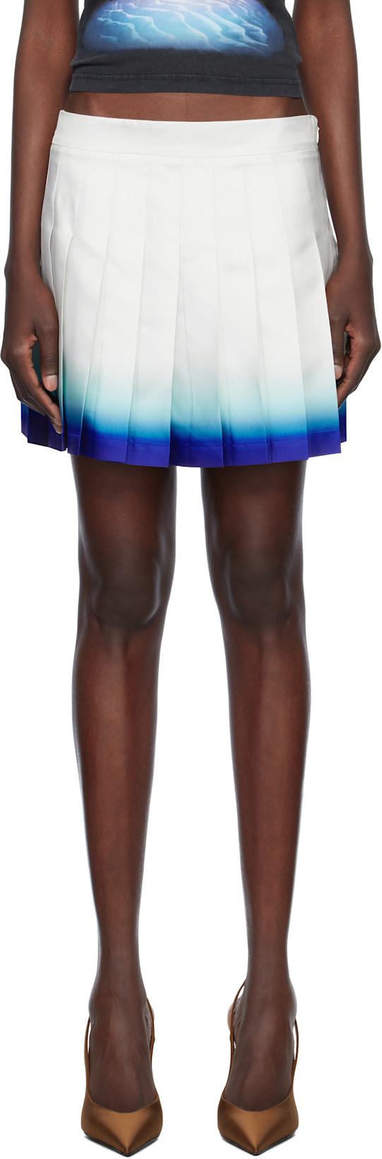 White Casa Way Skate Pleated Silk Miniskirt by CASABLANCA