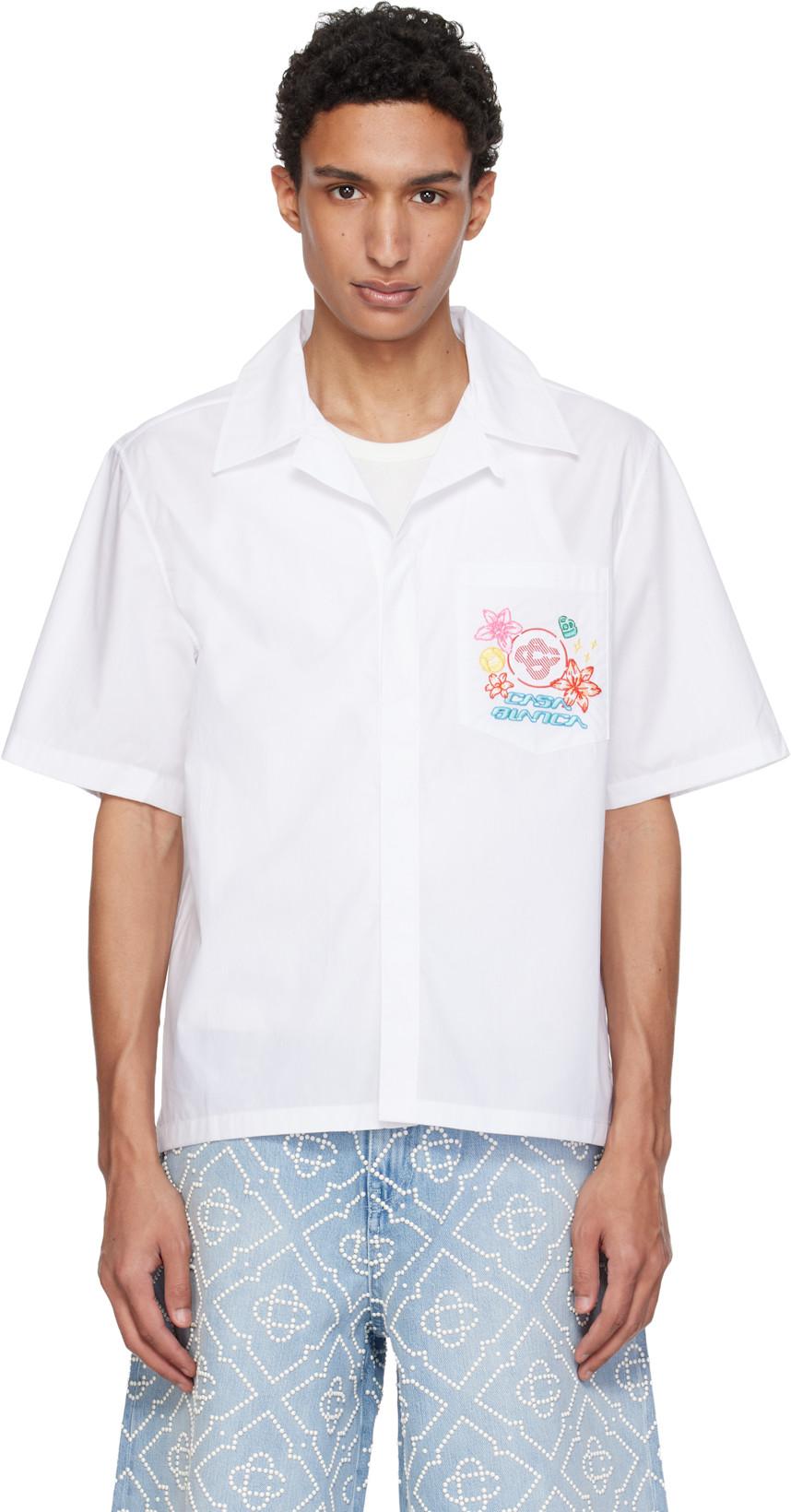 White Collage D'Icones Graphiques Embroidered Shirt by CASABLANCA