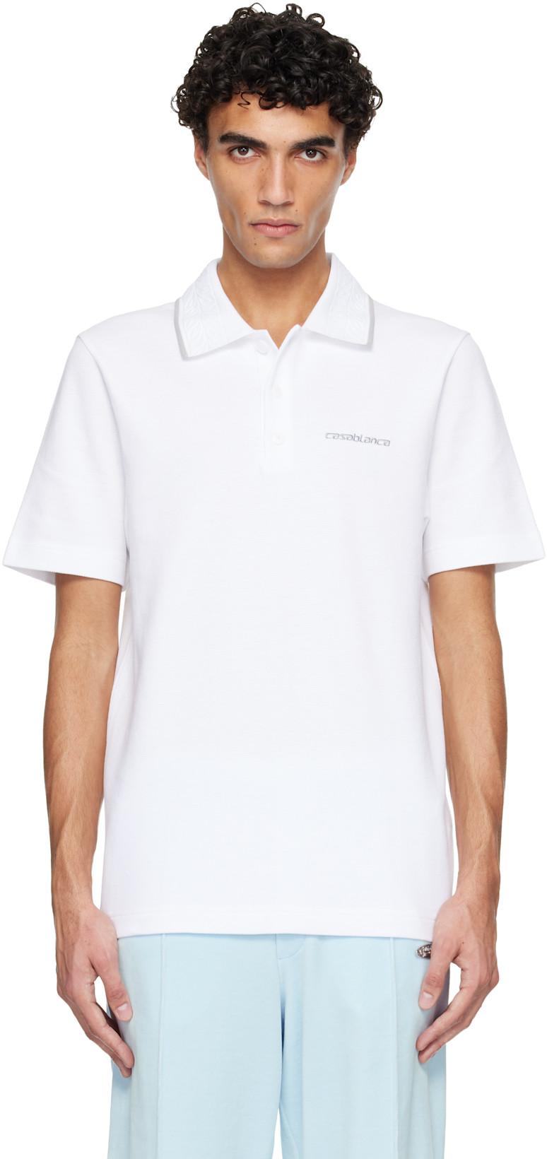 White Embossed Laurel Polo by CASABLANCA