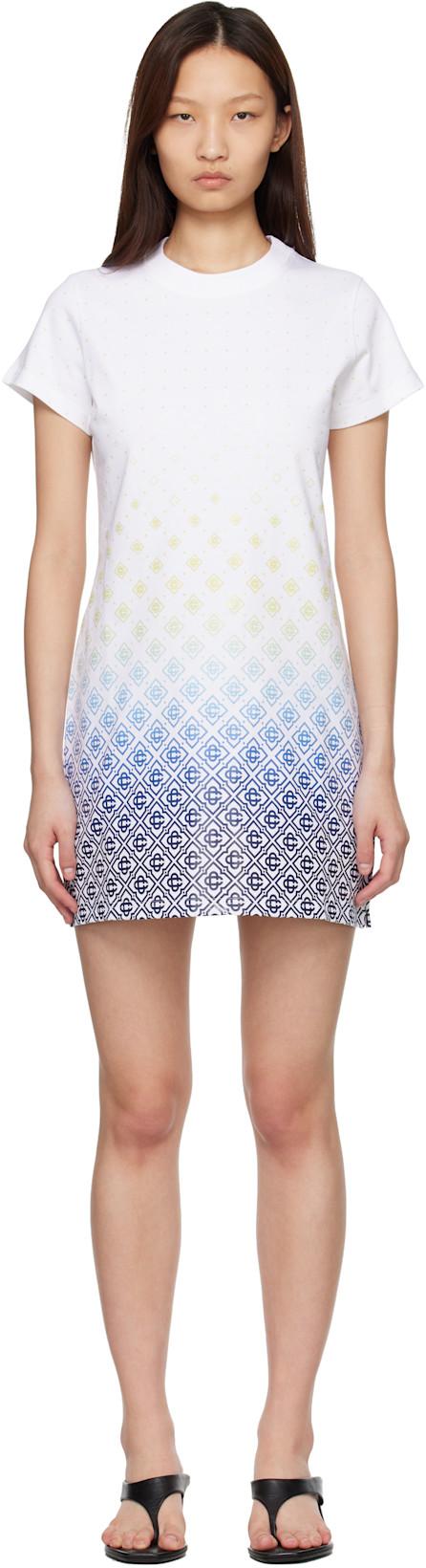 White Gradient Monogram T‑Shirt Minidress by CASABLANCA