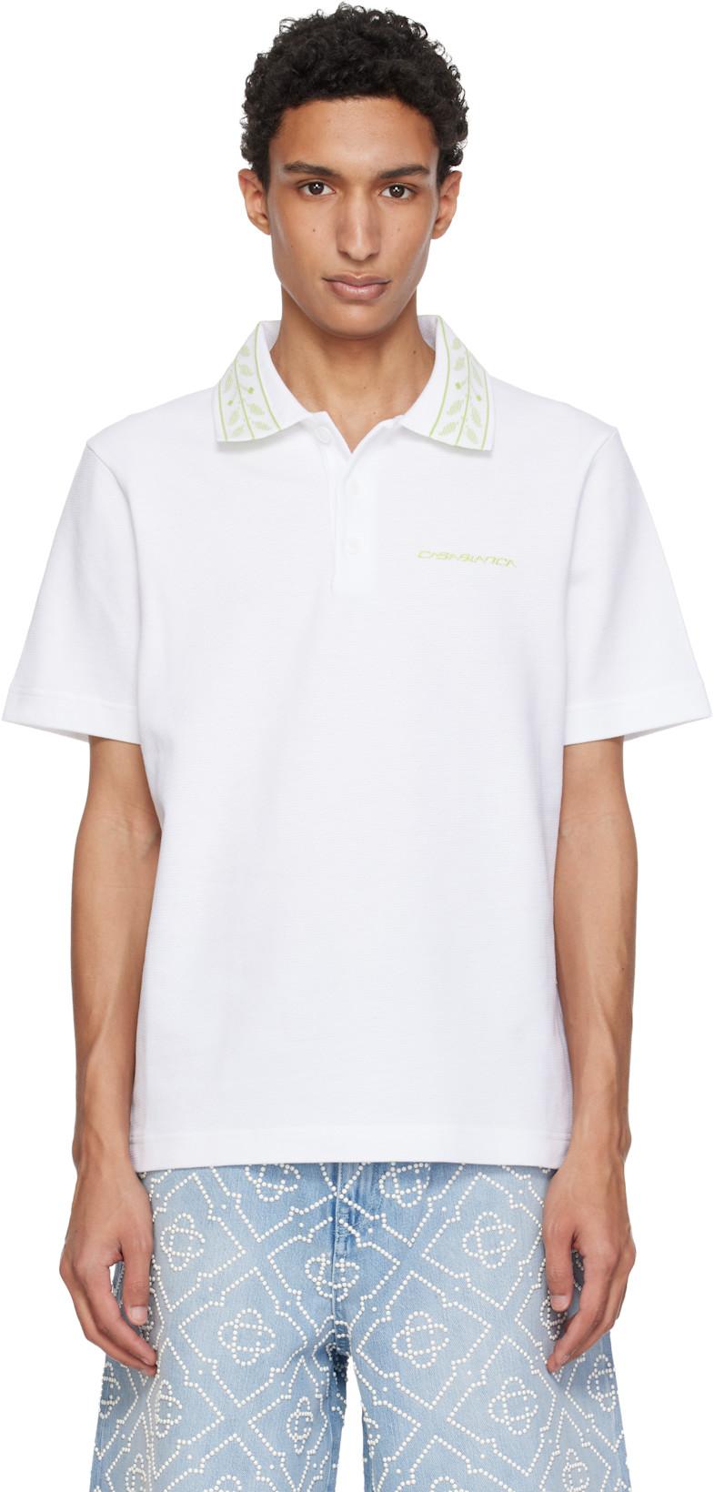 White Laurel Piqué Polo by CASABLANCA