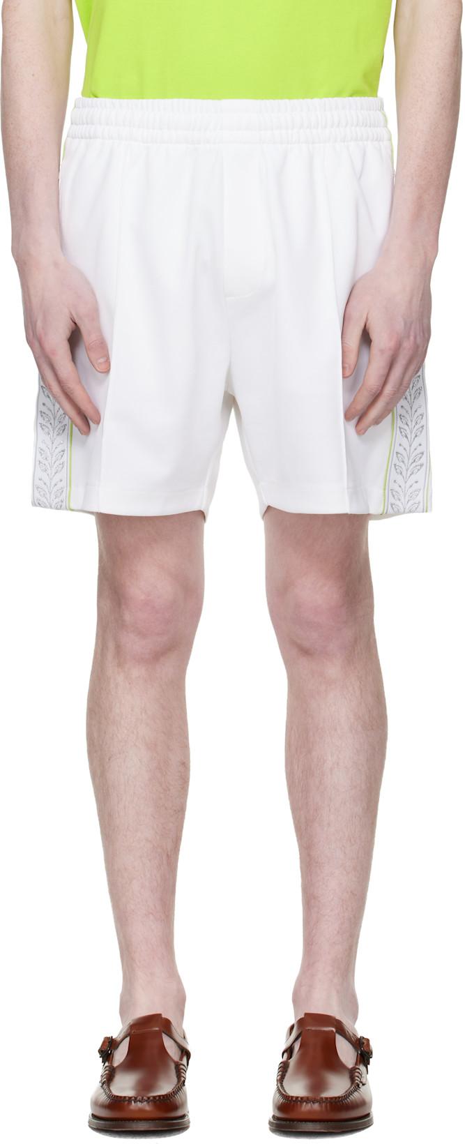 White Laurel Tricot Track Shorts by CASABLANCA