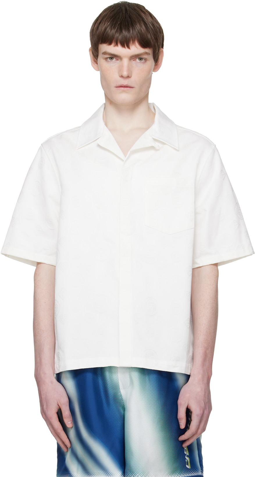 White Monogram Short Sleeve Shirt by CASABLANCA