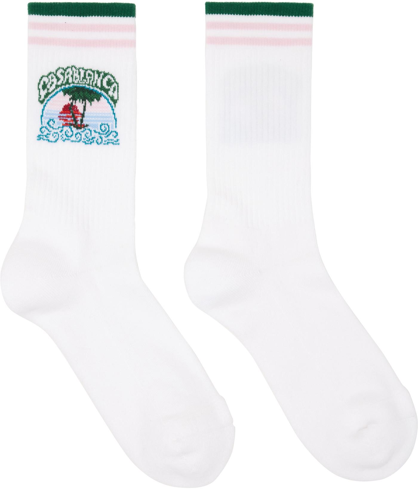 White Palm Tree Emblem Socks by CASABLANCA