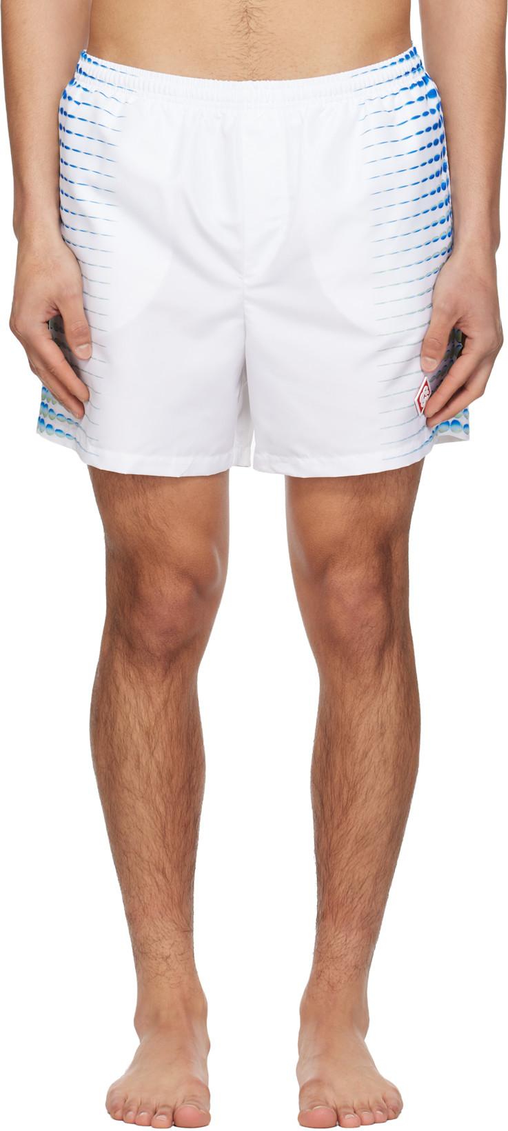 White Printed Swim Shorts by CASABLANCA