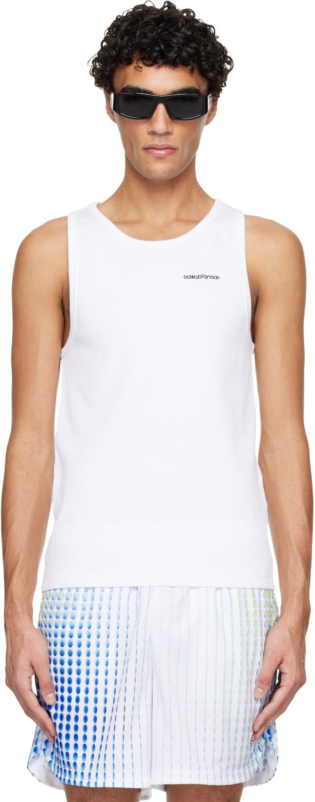 White Ribbed Tank Top by CASABLANCA