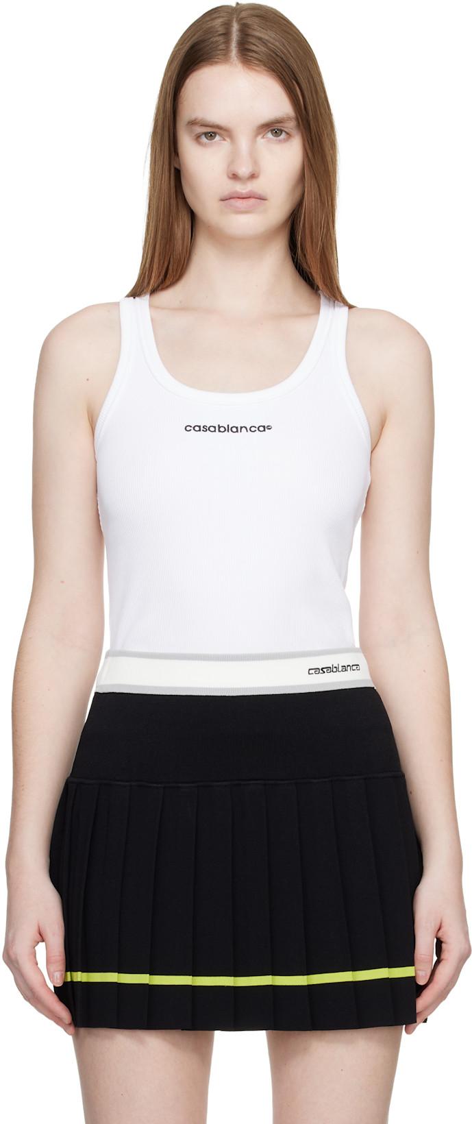 White Ribbed Tank Top by CASABLANCA