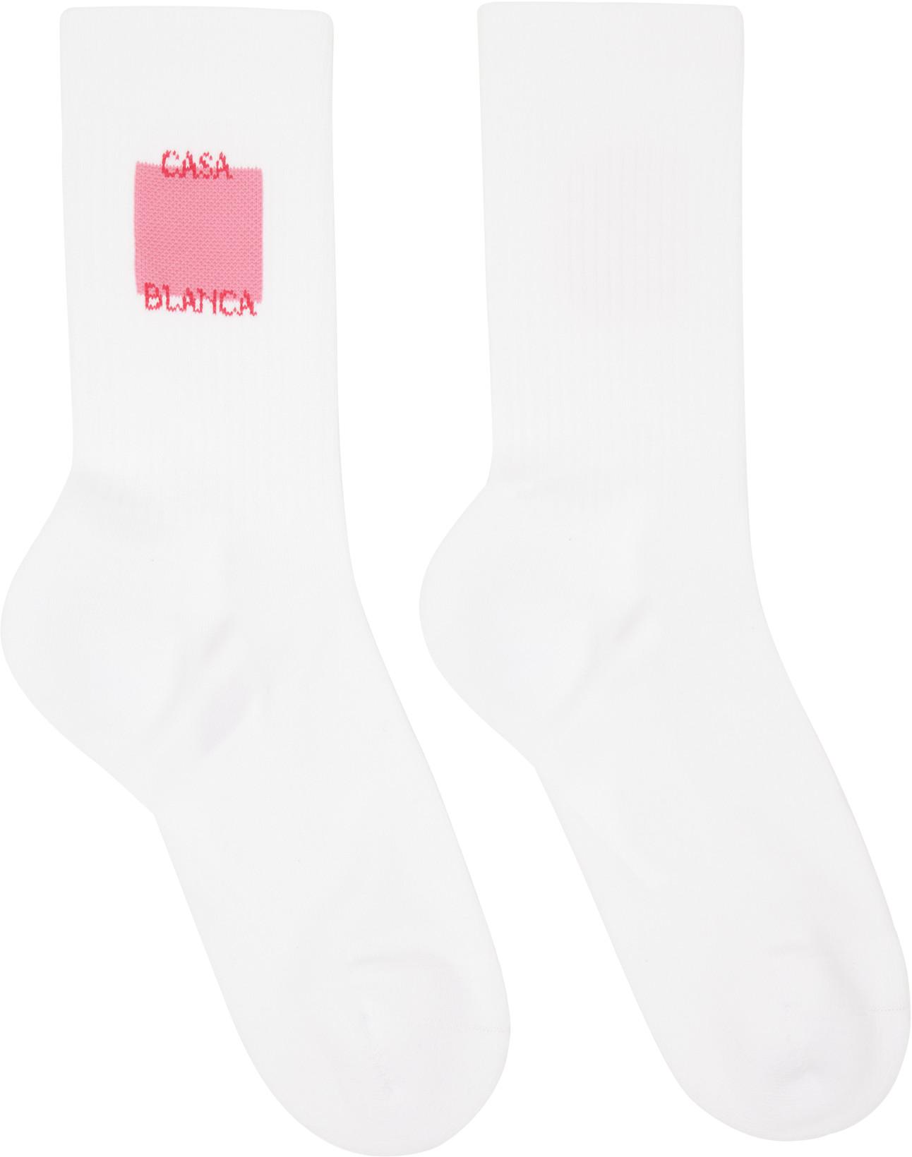 White Rose Shadow Logo Square Socks by CASABLANCA